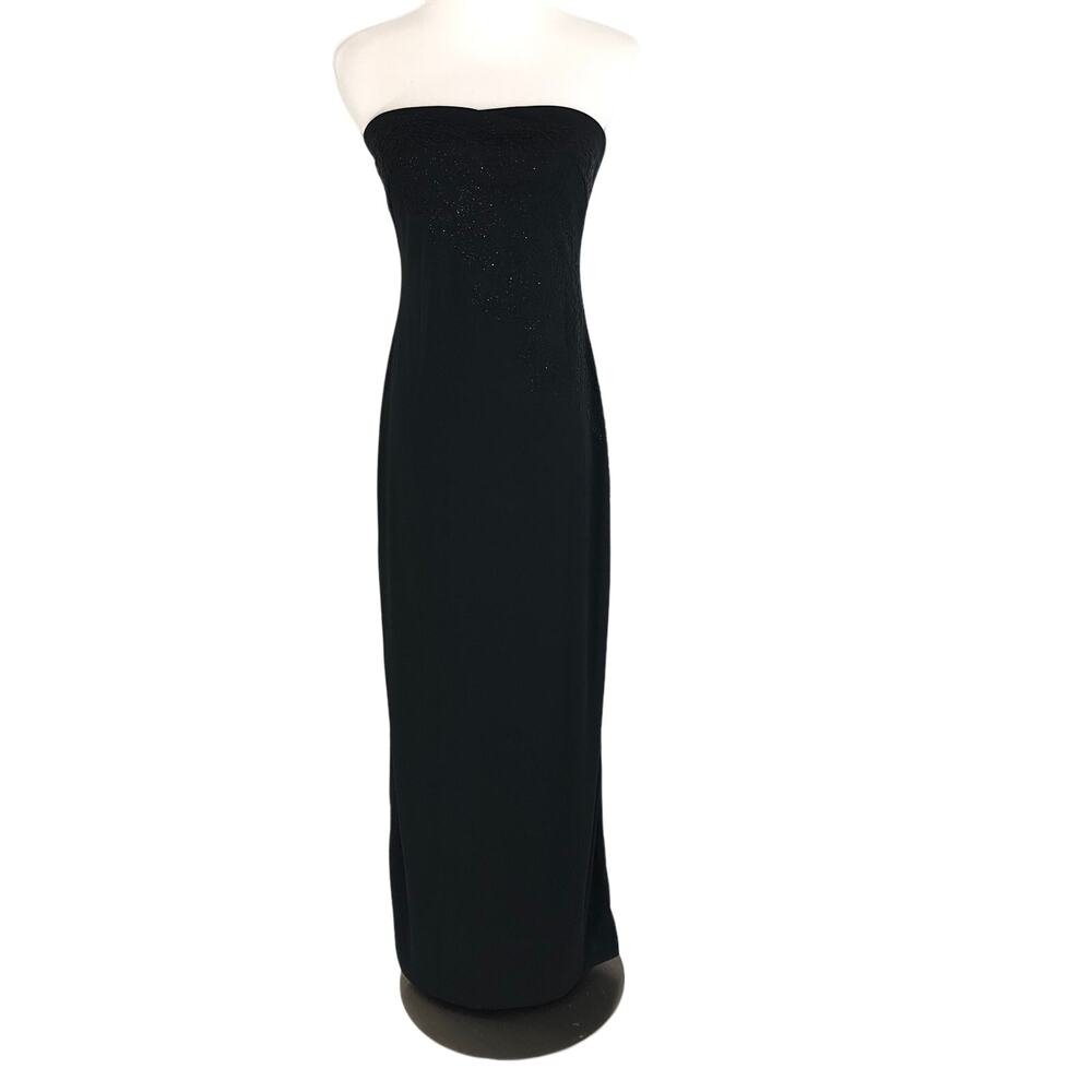 Evening Column Dress Strapless Sequin Trim Black Sz 3/4 Black NWOT D.J. Summers